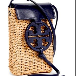 Tory Burch Miller Straw Phone crossbody
